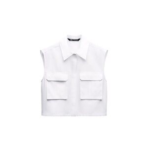 ZARA PATCH POCKET CROPPED SHIRT